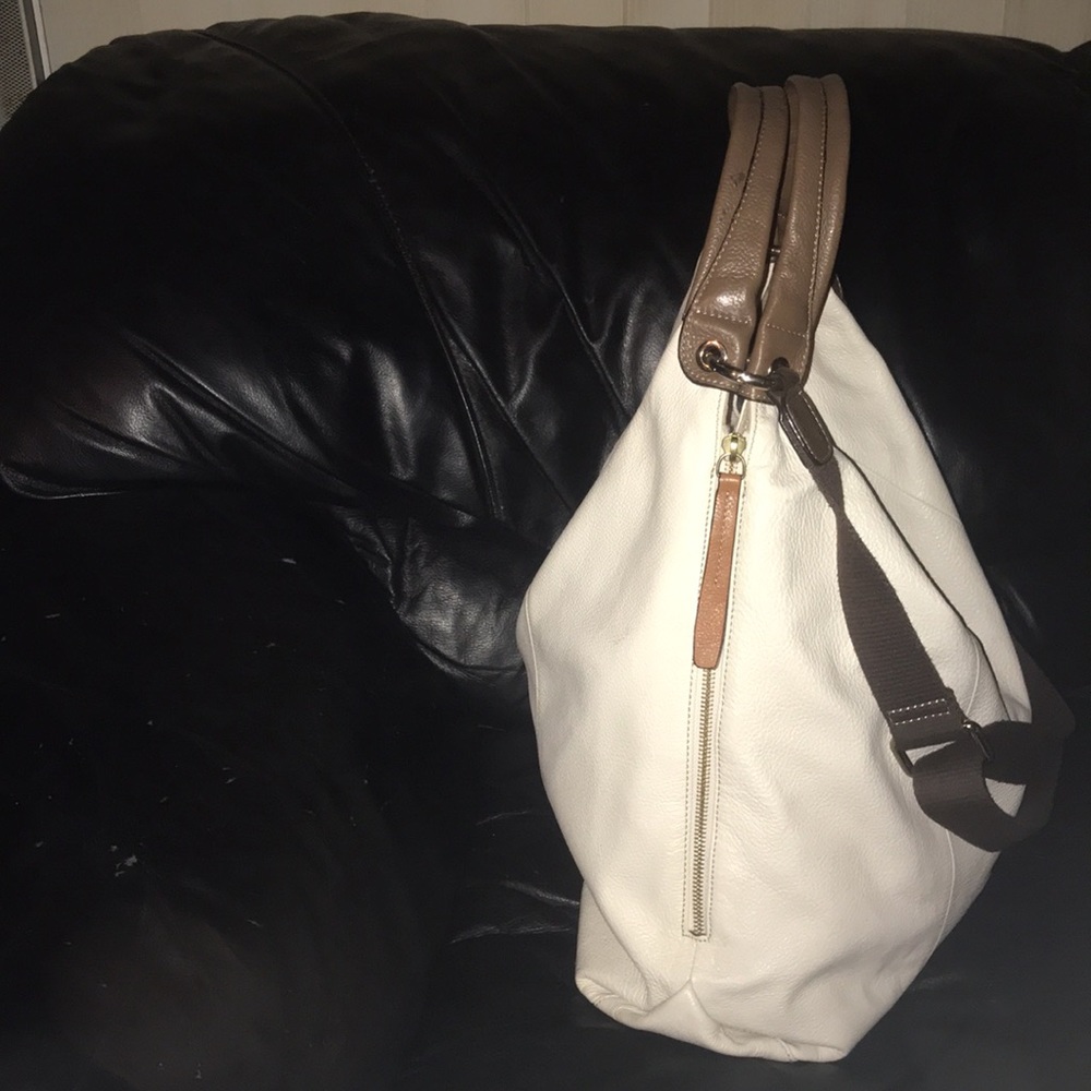 FURLA - White and Brown Leather Hobo Bag - Picture 2 of 9